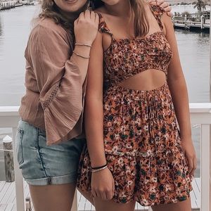 Floral Mini Dress with Cutout Detail